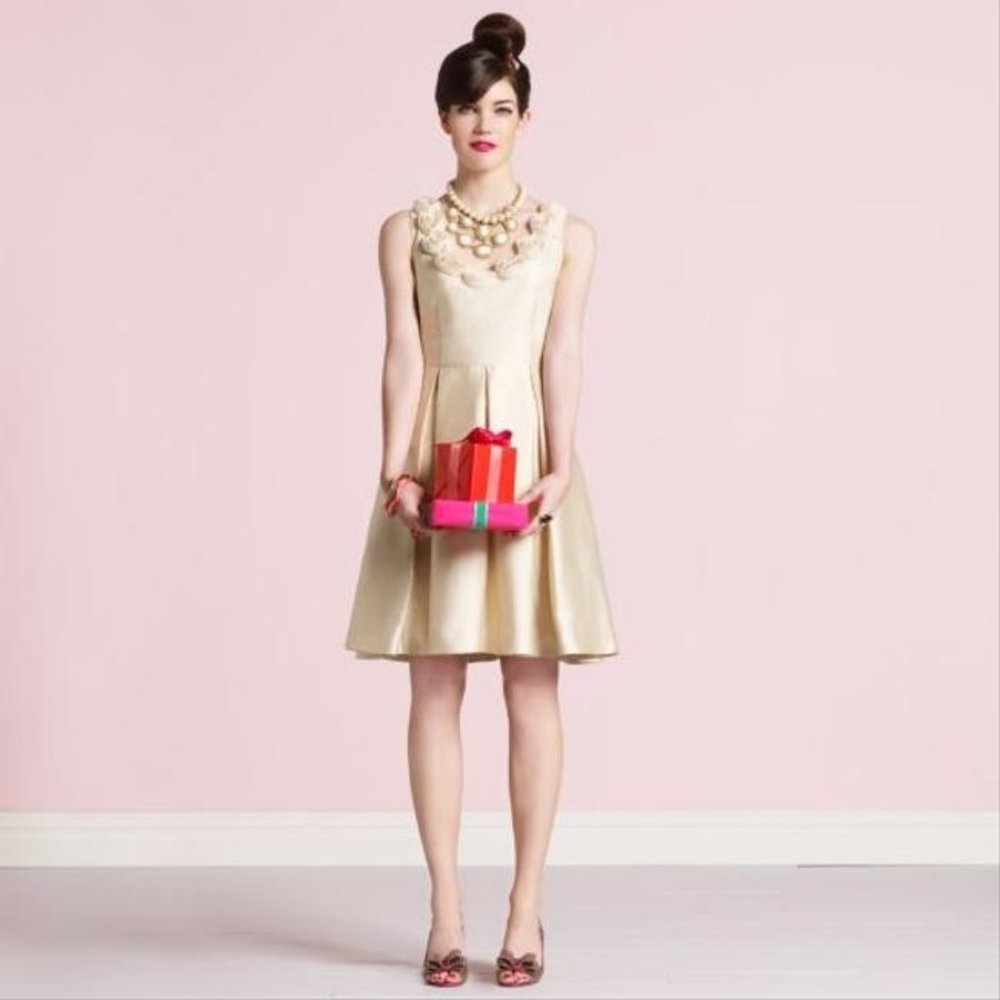 kate spade Gold Fit-and-Flare Party Dress